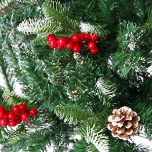 Искусственная елка Новогодняя с ягодами, шишками и снегом 2,4м (240см)