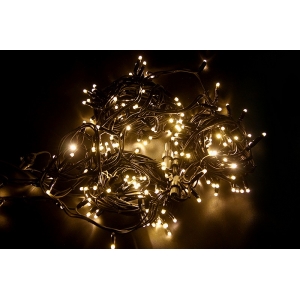 Новогодняя светодиодная гирлянда LED 30 метров, теплый белый цвет, (эффект флэш)
