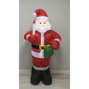 Надувной Дед Мороз фигура 180см с подцветкой, компрессор в комплекте, текстиль